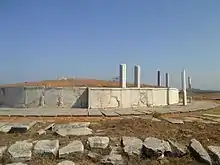 A View of Jaggayyapeta Buddhist stupa, with remains of reliefs.