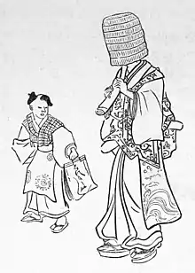 The hat in this print is a fukāmigasa of the sort known as tengai (天蓋), worn by komusō, mendicant monks of Fuke Zen.