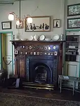 A fireplace in a reception room