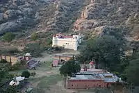 View of Dhosi Hill crater showing various structures.