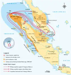 Image 3Sultanate of Aceh's influence in Perak, Kedah, Pahang, and Terengganu on the Malay Peninsula, c. 1570s (from History of Malaysia)