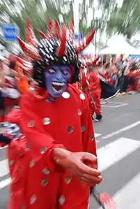 Costumed person during martinique carnival, Exposure time: 1/20 sec