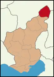 Map showing Tufanbeyli District in Adana Province