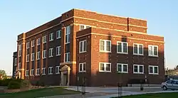 Three-story brick building