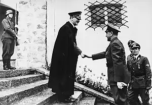 Image 7Poglavnik of the Independent State of Croatia, Ante Pavelić, shakes hands with Adolf Hitler in 1941. (from History of Croatia)