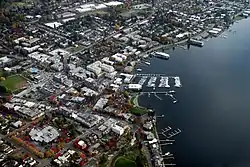 The downtown waterfront area of Kirkland, on the shores of Lake Washington