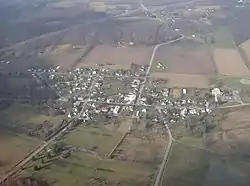 Aerial view of Zanesfield from the east