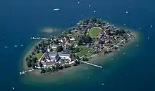 Fraueninsel with Monastery "Frauenchiemsee"  in the foreground