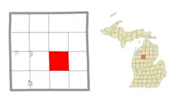 Location within Missaukee County and the state of Michigan