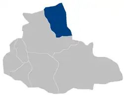 Map of the Badghis Province showing Ghormach District in the top centre in blue