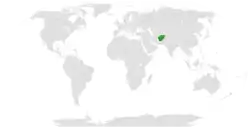 Map indicating locations of Afghanistan and Denmark