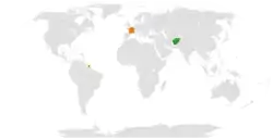 Map indicating locations of Afghanistan and France