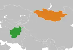 Map indicating locations of Afghanistan and Mongolia