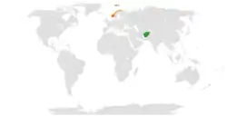 Map indicating locations of Afghanistan and Norway