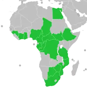 A coloured map of the countries of Africa