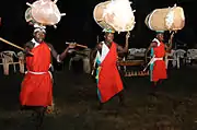 Drumers with drums on their head