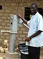 A rural handpump in Liberia.