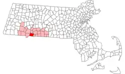 Location of Agawam in Hampden County, Massachusetts