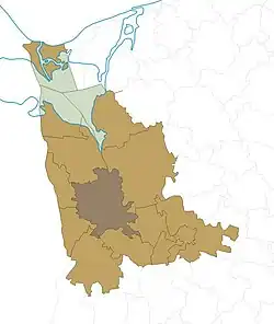 Map of the Szczecin agglomeration (range of the agglomeration according to Swianiewicz)