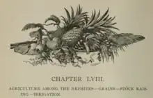 A pile of fruit above a caption reading "Agriculture among the Nephites"