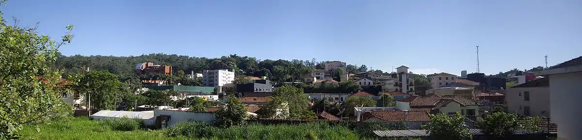 A panorama of several buildings in the city center of Águas de São Pedro