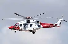 AgustaWestland AW189 helicopter of the UK Coastguard arrives at the 2018 RIAT, England