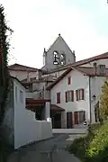 The bell tower seen from the village