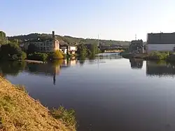 The river mouth of Vesdre (from the left) into the Ourthe.