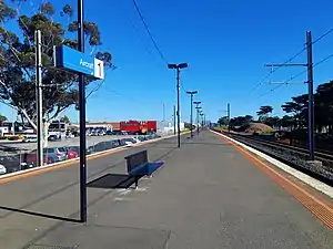 Southbound view from platform 1 at Aircraft