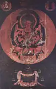 Aizen Myōō, ("Dyed by Love or Lust") a King of Esoteric Knowledge, is an orthodox deity in the Shingon who is unique to the Heian period, without an Indian, Tibetan, or Chinese background.