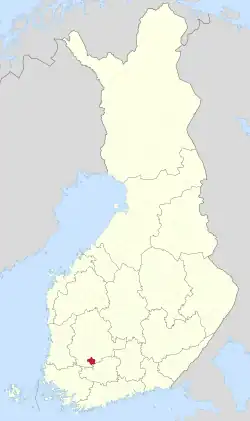 Location of Akaa in Finland