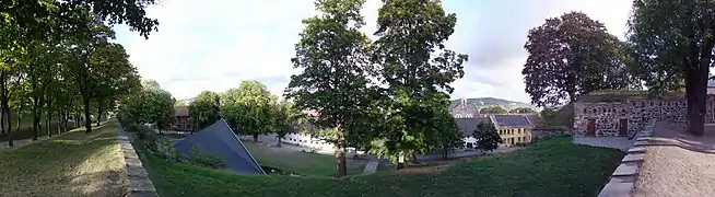 Courtyard overlooking Karpedammen pond