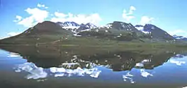 View of the Áhkká mountain across lake Akkajaure