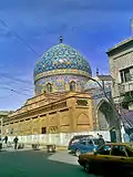 Decorations of the mosque as seen from al-Rasheed Street.