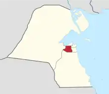 Map of Kuwait with Al Farwaniyah highlighted