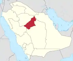 Map of Saudi Arabia with Al-Qassim highlighted