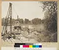 A crew erecting a dike at the third heading of the Alamo Canal in Mexico, 1905.