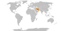 Map indicating locations of Albania and Iran