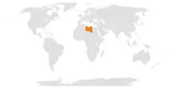 Map indicating locations of Albania
 and Libya