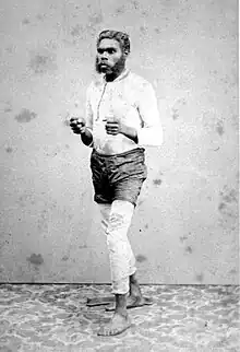 Albert "Pompey" Austin in a boxing pose in 1868.