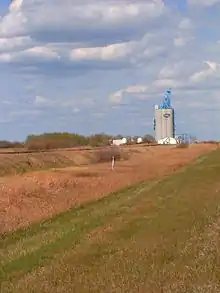 A modern cement grain elevator in Alberta, Canada