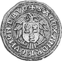 Black and white illustration of a mediaeval seal