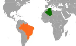 Map indicating locations of Algeria and Brazil