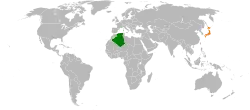 Map indicating locations of Algeria and Japan