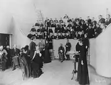 Alice Hamilton in an anatomy class, ca. 1893