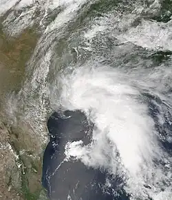 Satellite image of the storm