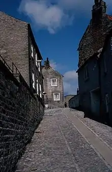 Stone street going up a hill