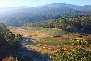 Lexington Reservoir at low water, the former site of Alma as it appeared in 2008.