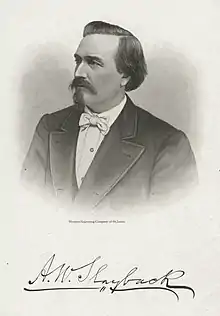 Alonzo W. Slayback portrait and signature, reading "A.W. Slayback"