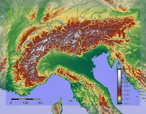 Digital relief of the Alps